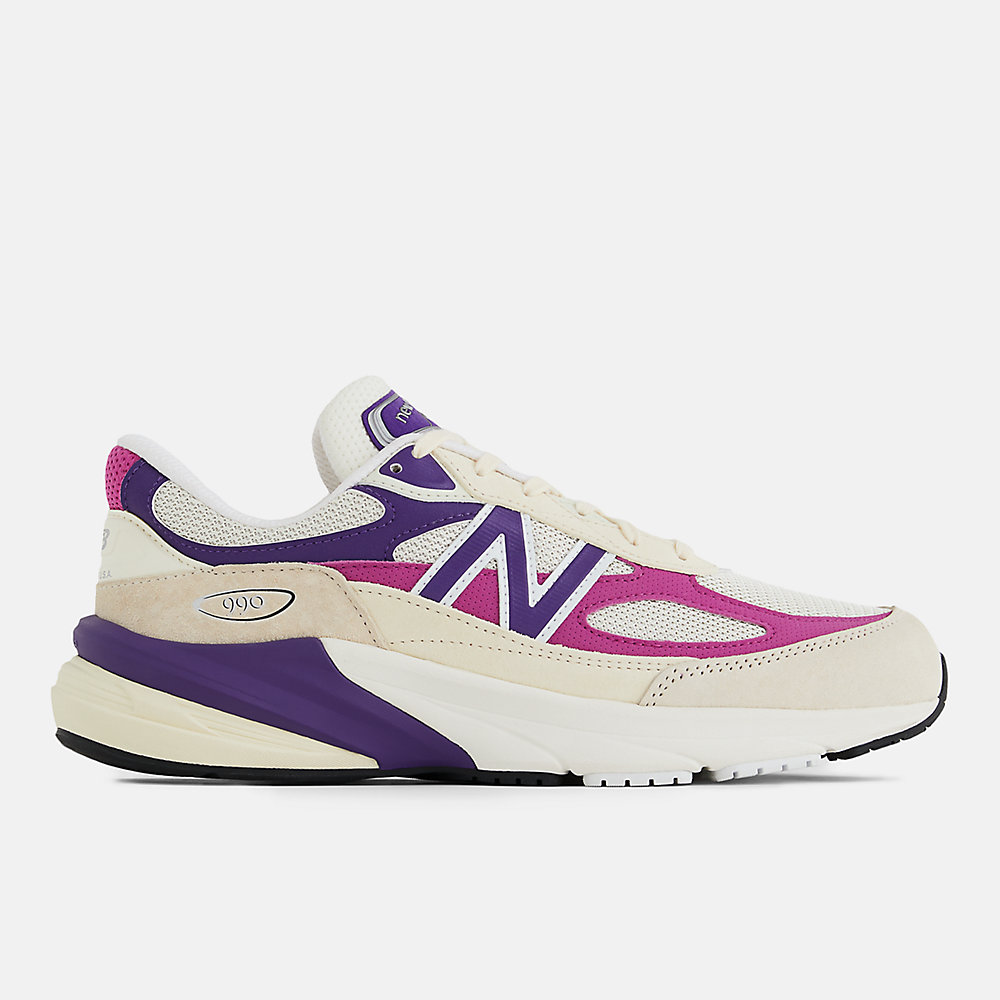 New Balance Made in USA 990v6 Shoes Limestone with Magenta